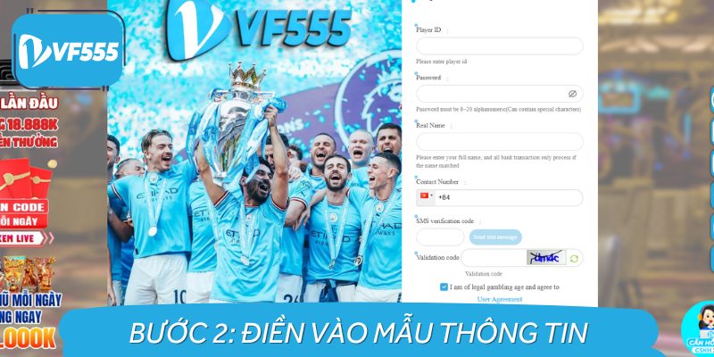 Điền vào mẫu thông tin theo hướng dẫn đăng ký